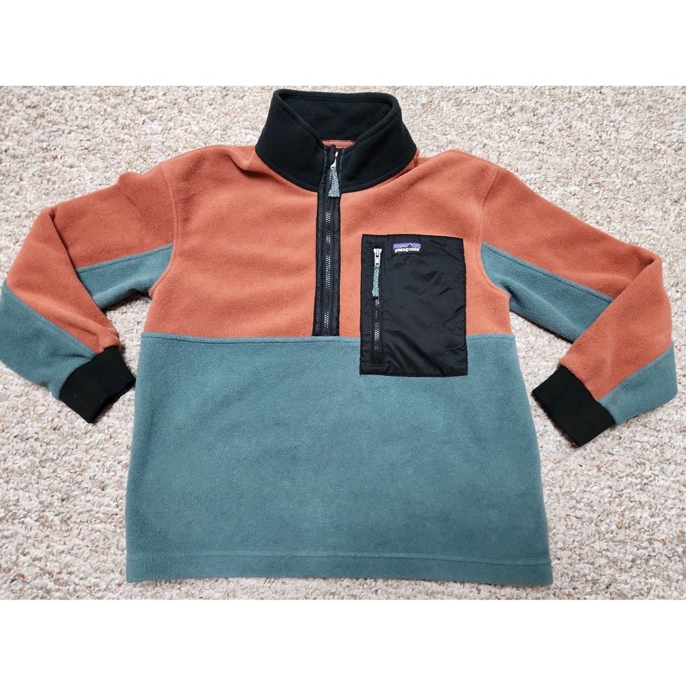 Patagonia Microdini 1/2 Zip Youth Large Outdoor Nouveau Green Colorblock Fleece